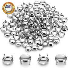 100PCS Metal Claw Beads Nailhead, 9Mm Silver round Dome Studs, Metal Punk Studs,