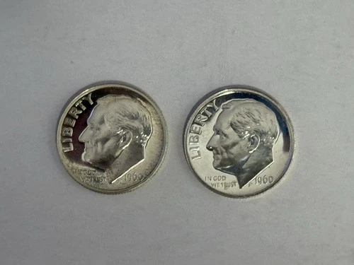 Two (2) 1960 Silver Proof Silver Roosevelt Dimes