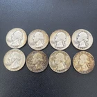 Lot of 8Pre 1964 Quarters 90% Silver Various Dates Circulated Condition Cleaned