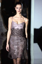 New Badgley Mischka Vintage 2003 Runway Sequin Embroidered Floral Lace Dress 2