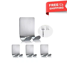4Pcs Razor Holder Hooks–Adhesive Wall Mount Stainless Steel Hangers for Bathroom