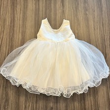 Girls White Sleeveless Tutu Dress V-Neck Pearl Accents Knee Length Tulle 18/24mo