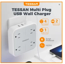 TESSAN Multi Outlet Splitter 4 AC 2 USB-A 1 Type C Surge Protector