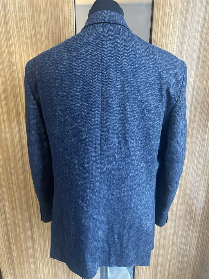 DAKS SPORTS JACKET/BLAZER 46S WOOL/TWEED NAVY/GREY HERRINGBONE - Image 4 of 4