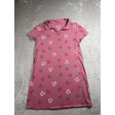Strawberry Shortcake Girls Pink Novelty Print Polo Short Sleeve Mini Dress XL