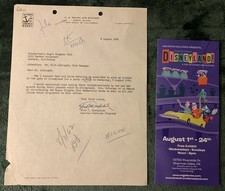 1962 Disneyland milt albright signed initialed document + Van Eaton pamphlet HTF