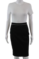 Angelo Tarlazzi Womens Cotton Geometric Side Zipped Pencil Skirt Black Size 4
