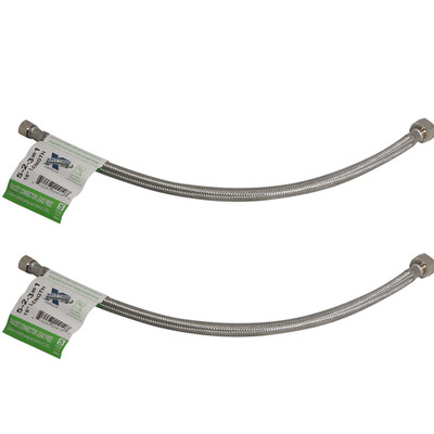 2 Pack XFITTING 3/8'' OD Compression x 1/2'' FNPT Faucet Supply Line, 18'' Long