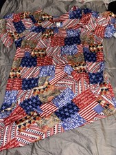 Anthony Richards 1X Plus T-Shirt Dress V-Neck Patriotic Patchwork Pleated