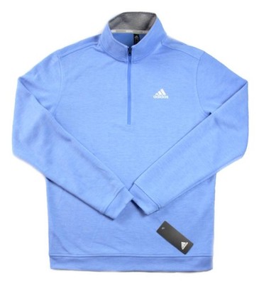 Adidas Elevated Mens Pullover Shirt S 1/4 Zip Long Sleeve Mock Neck Blue $70 NEW