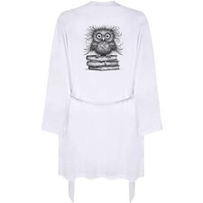 'Scruffy Book Owl' Adult Dressing Robe / Gown RO051615 