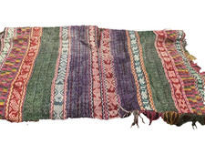 Vintage Wool Poncho South America Handwoven Multicolor Design 38x18
