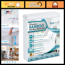 King Size Waterproof Bamboo Mattress Protector - Ultra Soft, Noiseless, Washable
