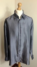 Zilli Geometric Print soft sheen 100% pure Silk Shirt SIze  17.75 Eu 45