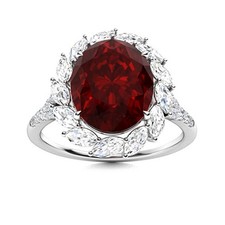 8X6 MM Oval Garnet Gemstone 925 Sterling Silver Floral Accents Anniversary Ring