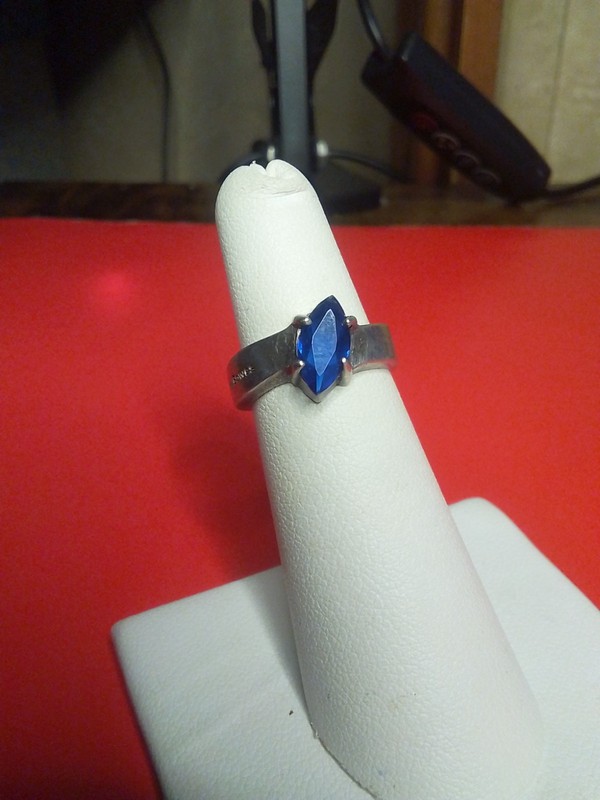925 Marquis cut Lab Sapphire Corporate Service Award Ring Pitney Bowes S.5