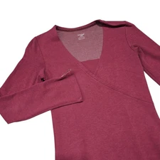 Horny Toad Maroon Long Sleeve Knit Wrap Dress Casual Comfortable Womens Size S