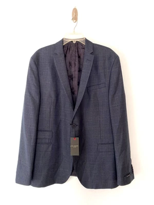NWT Ted Baker London Wool Suit Blazer/Jacket Plaid 46R Slim Fit Navy - Image 1 of 4