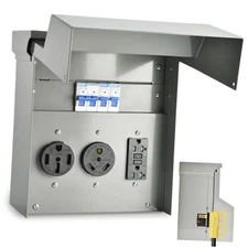 RV Electrical Panel with Breaker, Temporary Power RV Outlet Box with 20 30 50A