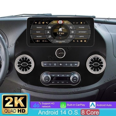 12.3'' 4G Android 15 Autoradio Carplay Navi Für Mercedes Benz Vito W447 2014-2023