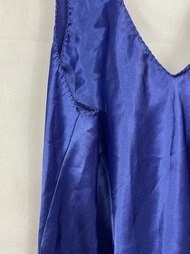 VTG 90&rsquo;s Val Mode Slip Dress Lingerie Nightgown Navy Blue Plunge Short Size L