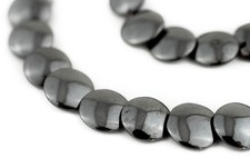 Flat Round Disk Non-Magnetic Hematite Beads 12mm Grey Gemstone 16 Inch Strand