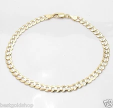 8" 4.7mm Mens Solid Curb Link Bracelet Real 10K Yellow Gold Great Gift Idea