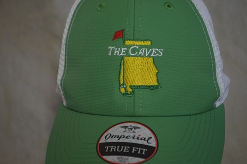 The Caves Golf Cap Hat White and Green Meshback Adjustable by Imperial NWOT - Picture 7 of 11