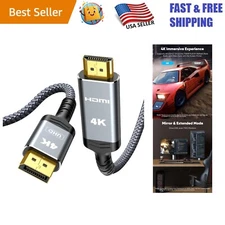 High-Speed 4K DisplayPort to HDMI Cable - 6.6ft, Ideal for Gaming & Streaming