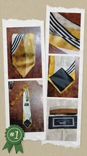 Stunning Metallic Gold Black  White Designer Neck Tie 100 Polyester 5 - K...