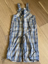 Vintage Macys Boys Overalls Blue Plaid Dog Size 6-9 Months Baby Buttons
