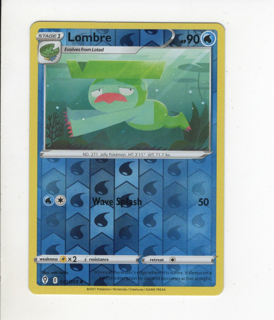 LOMBRE EVOLVING SKIES REVERSE HOLOFOIL POKEMON CARD 033/203 NM/M