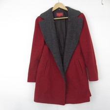 Pierre Cardin Coat Uk Medium Red Grey Mix Mid Length Jacket Lined