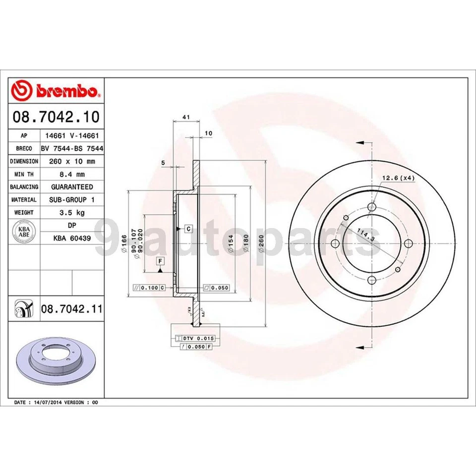 Rotores de freno traseros Brembo OE pastillas de freno de cerámica para Volvo S40 2000-2004 Foto 2 de 4