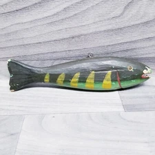 Antique Fish Decoy 8" Hand Carved Wood Folk Art Vintage Ice Fishing Spear Rare