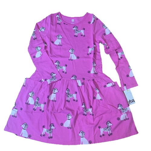 Tea Collection Pocket Dress Sz 10 NWT New NOS Pink Poodle Promenade - Picture 2 of 11