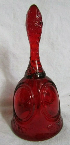 FENTON RED ROSES AND MEDALLION BELL MARKED