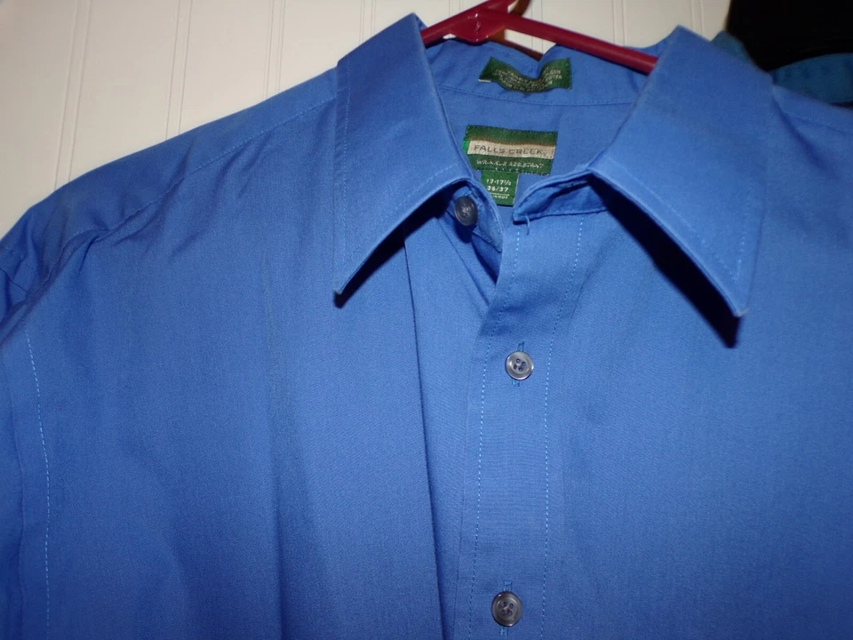 2 Camisas Hombre XL Falls Creek 17.5 36/37 Azul y Estructura Azul Verde azulado 44-46 Slim Foto 2 de 4