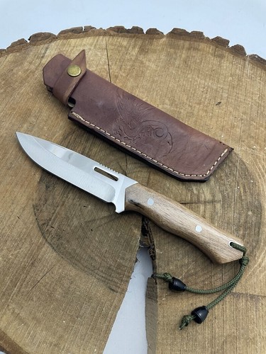 Handgemachtes Jagdmesser mit Full Tang-Klinge und Lederscheide (Wh130) - Bild 8 von 10