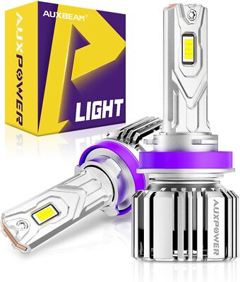 Auxbeam H11/H9/H8 LED Light Bulbs 70W 20000LM 6500K Cool White Pair 600%