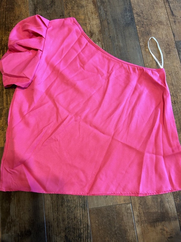 NWT Women’s Shein Solid One Shoulder Top In Pink Size Xl