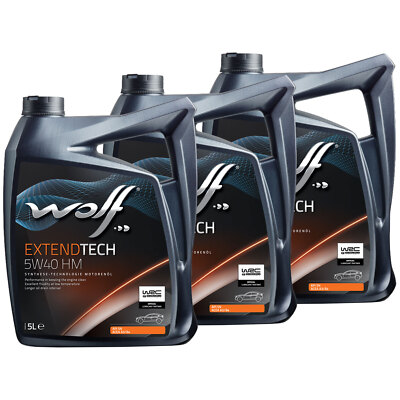 Motoröl WOLF EXTENDTECH HM 28116 SAE 5W40 3 X 5 Liter für Audi BMW
