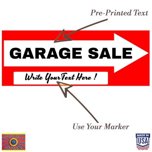 16x6" GARAGE SALE SET Writeable Reusable Arrow Sign w/Stakes -SET OF 4 - USA - Picture 2 of 21