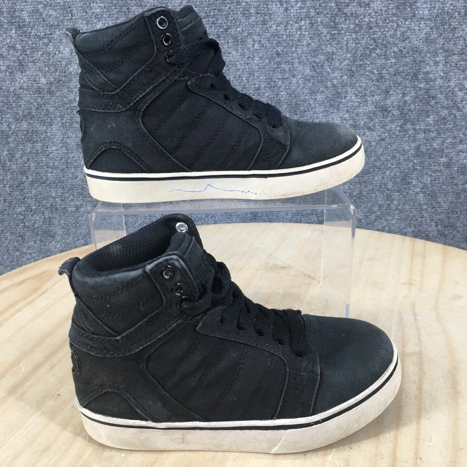 Osiris Zapatos Juveniles 12 Zapatillas Deportivas Plataforma Alta Tela Negra Con Cordones Foto 2 de 4