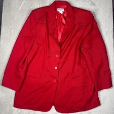 Vintage Pendleton 100 Virgin Wool Red Button Front Collared Blazer Size 18 Tall