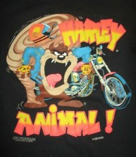 Vintage 1991 TAZ TASMANIAN DEVIL Animal HARLEY DAVIDSON MOTOR CYCLES LG Shirt