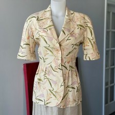 Valentino Boutique 1980s Silk Jacket With Floral Print Size 10