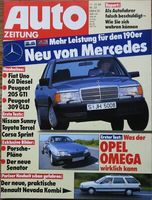 Auto Zeitung 22/86 Mercedes 190 E 2.6, Test Opel Omega 2.0 GLS, Westfalia Nugget