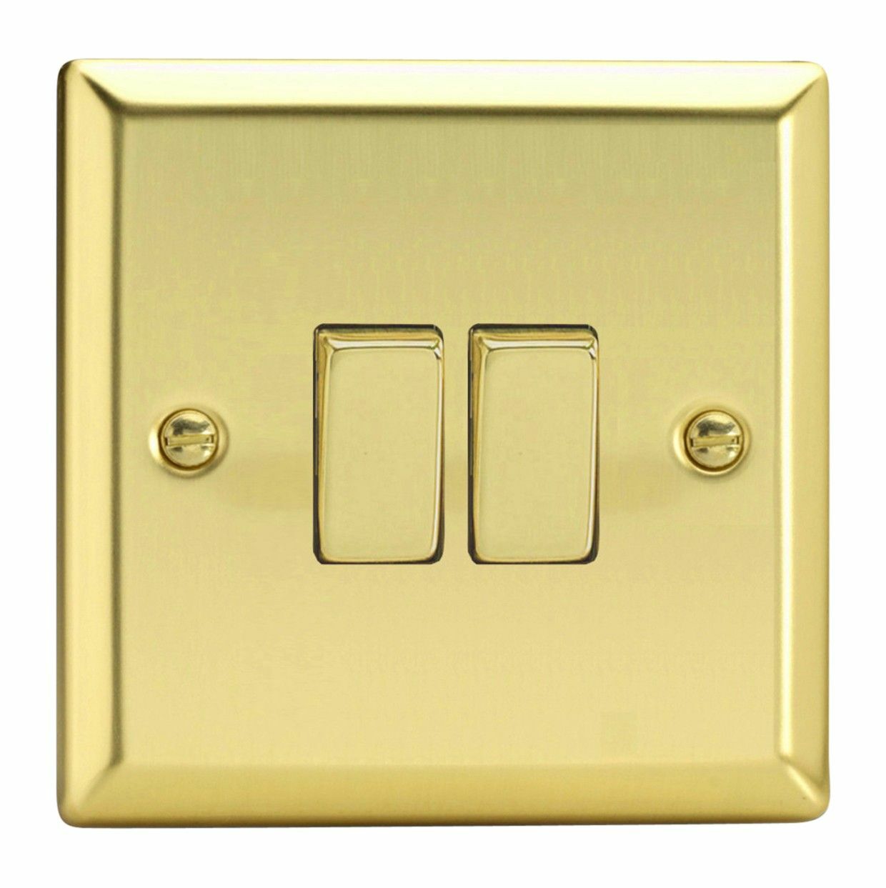 Varilight XV2D Victorian Polished Brass 2 Gang 2 Way Rocker Switch Metal Rockers