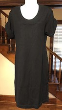 Calvin Klein Wool Blend Sweater Dress Rolled Short Sleeve Black Large 